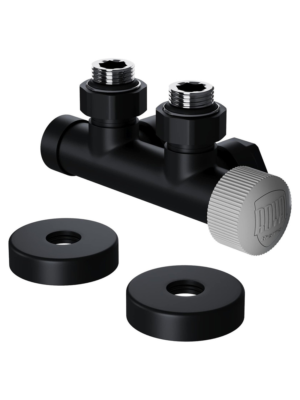 Узел нижнего подключения термостатический угловой Royal Thermo Design Pro 15мм М30х1,5 (Черный)