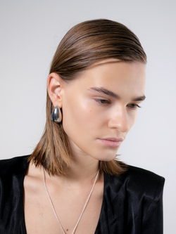 Серьги гладкий металл капля, серебро