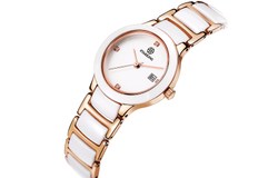 STARKING Bloom Collection Quartz Movement Ceramic Strap Watch Women"s Watch Mother of Pearl Color Watch Dial