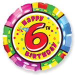 Шар Фольгированный Цифра 6 (Ассорти)