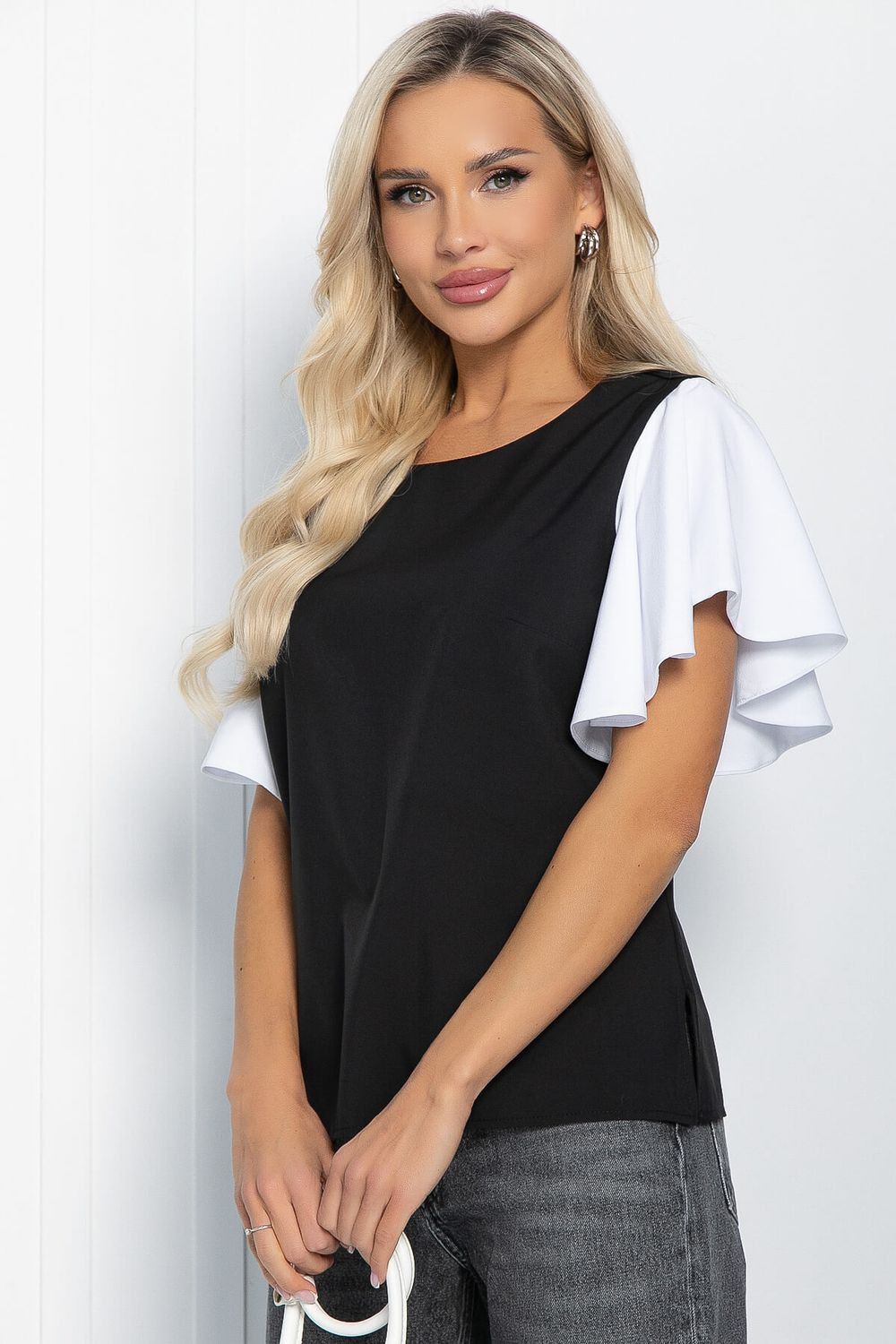 Блуза Мелодия стиля (черно-белая) Б11657 LT Collection