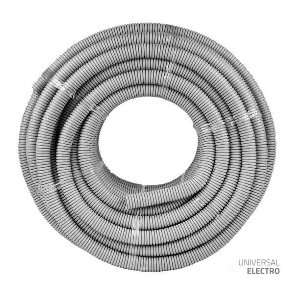 Труба гофр, ПВХ с протяжкой d32 мм (50 м) серая EKF-Plast