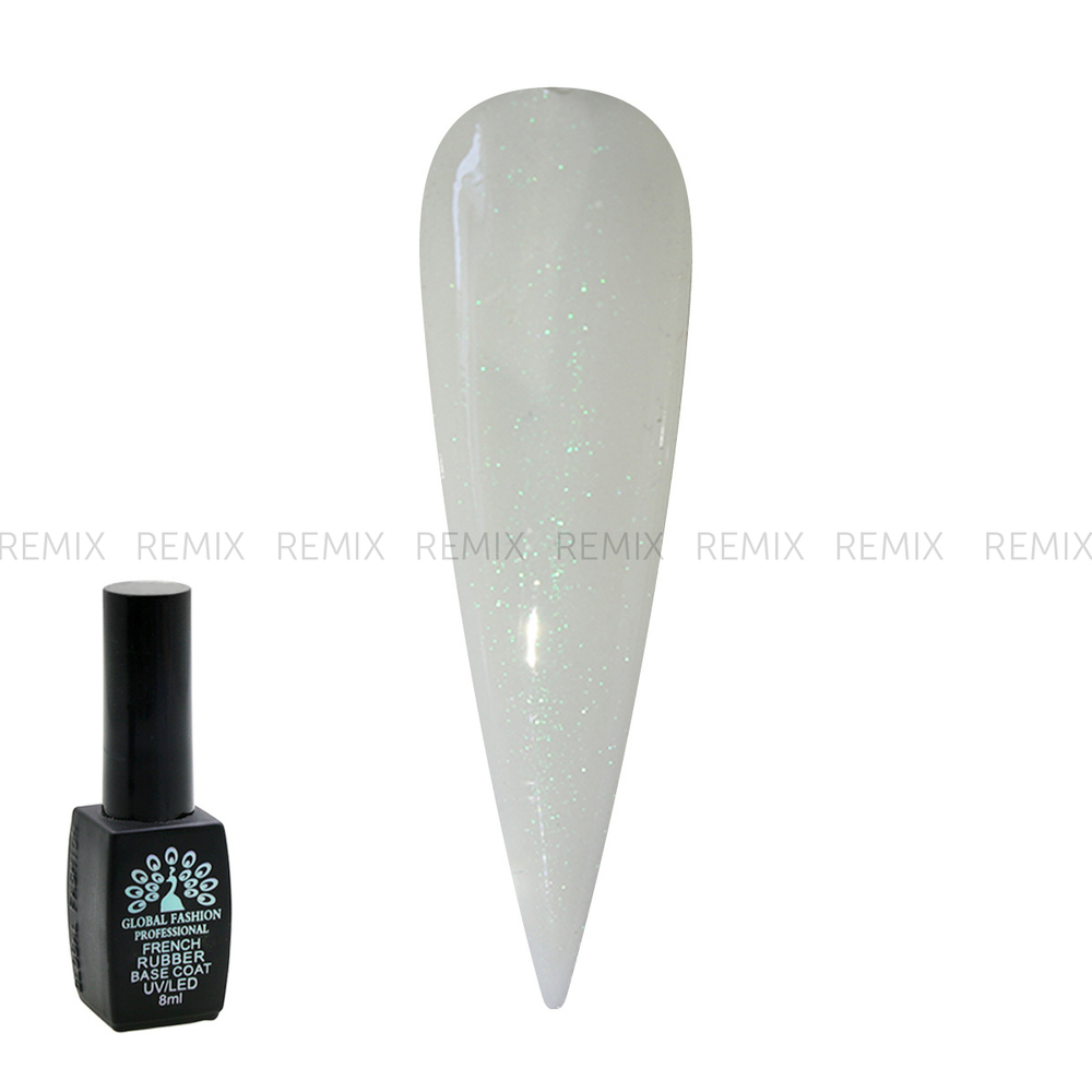 Каучуковая база для гель лака молочная с шиммером, Rubber Base Coat French, 8 мл., Global Fashion