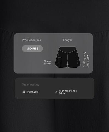 OYSHO Двойные шорты Compressive Pocket 10 см, черный