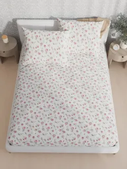 Постельное белье Полисатин Мечта "Бутоны роз" 2-спальное Наволочка 50х70 см 2 шт Простынь на резинке 160x200 см Пододеяльник 175x215 см