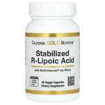 California Gold Nutrition, стабилизированная R-липоевая кислота с биотином, 30 растительных капсул