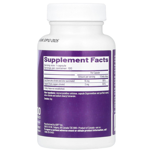 Advanced Orthomolecular Research AOR, Zinc-Copper Balance™, 100 капсул