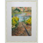 Картина авторская акварельная в паспарту 30х40 см на стену для интерьера "Ореховно"