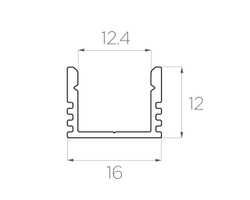 Профиль накладной алюминиевый LC-LP-1216-2 Anod