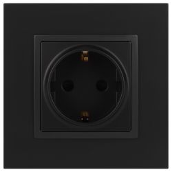 Розетка ЭРА Elegance 14-2102-05 с заземлением 2P+E Schuko со шторками 16A-250В IP20 антрацит