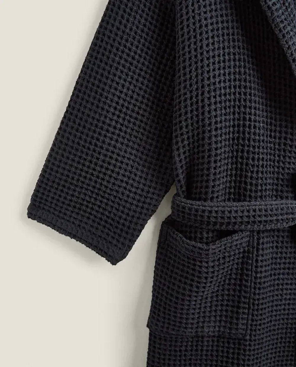 ZARA HOME ХЛОПКОВЫЙ ХАЛАТ С КАРМАНАМИ, ЧЕРНЫЙ