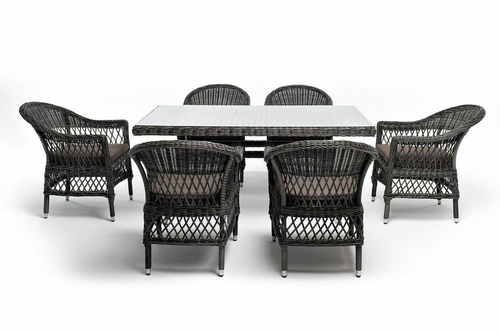 "Амароне" обеденная группа из искусственного ротанга на 6 персон, цвет графит