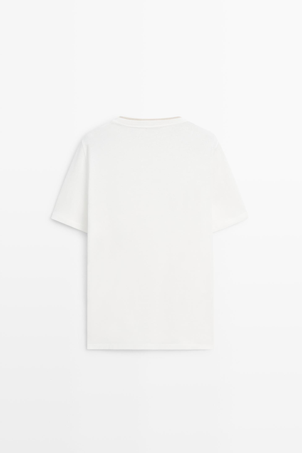 Massimo Dutti Футболка из хлопка и льна с двойным воротом, белый