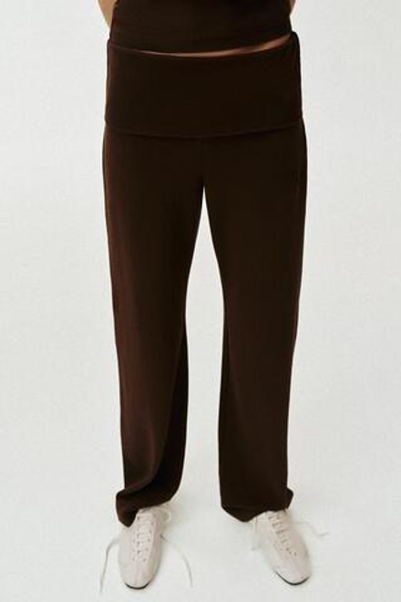 ZARA БРЮКИ ИЗ ТКАНИ ИНТЕРЛОК С ЭФФЕКТОМ ПОТЕРТОСТИ, КОРИЧНЕВЫЙ