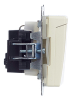 BRITE Розетка 1-местная с заземлением с защитными шторками и крышкой 16А IP44 РСбш10-3-44-БрКр бежевый IEK