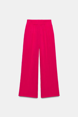 ZARA ШИРОКИЕ БРЮКИ С ЭЛАСТИЧНЫМ ПОЯСОМ, ЦВЕТ ФУКСИИ