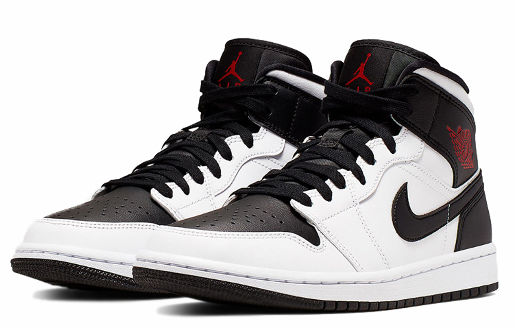 Nike air jordan 1 mid red white black sale