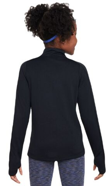 Футболка для девочки теннисная Nike Dri-Fit Long Sleeve 1/2 Zip Top - черный
