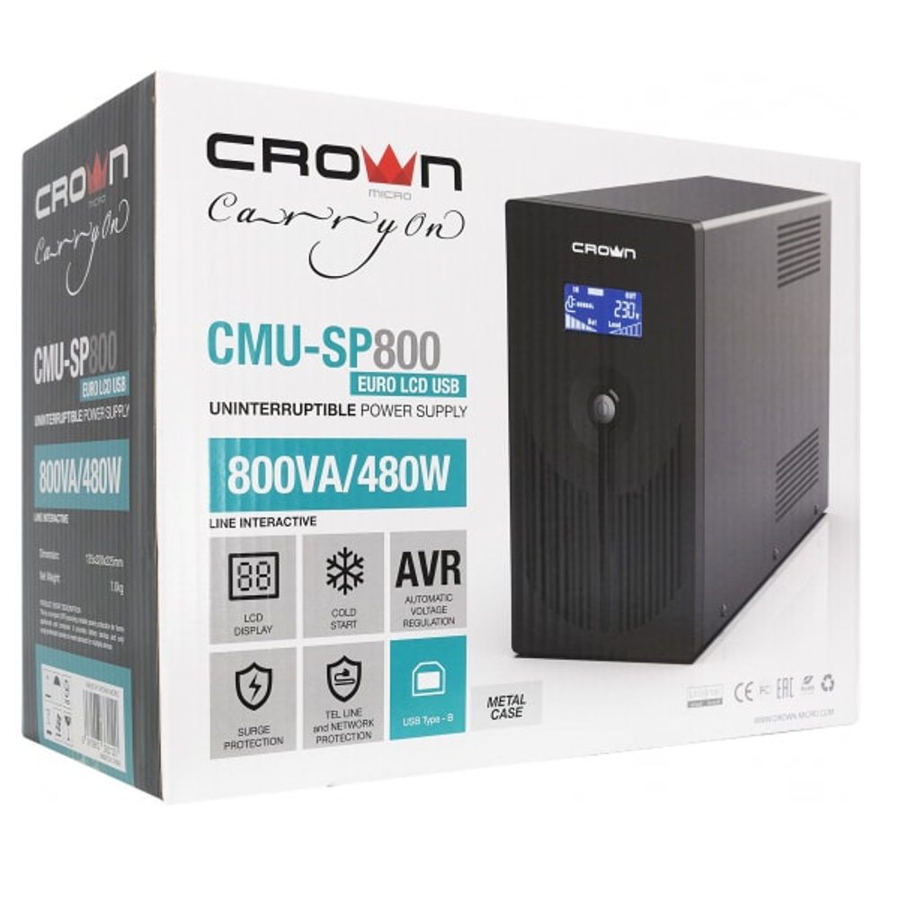 Источник бесперебойного питания  Crown CMU-SP800EURO LCD USB