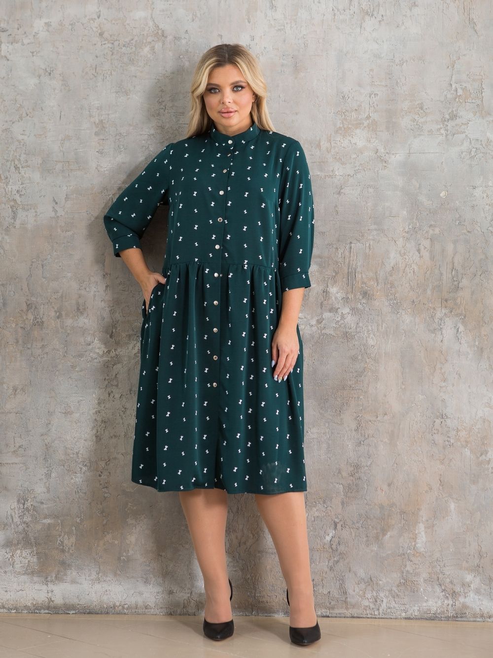 Платье 1329 темно-зеленый Novita (Акция)