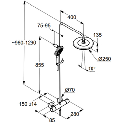Душевая система Kludi Freshline 6709205-00 Хром с термостатом схема