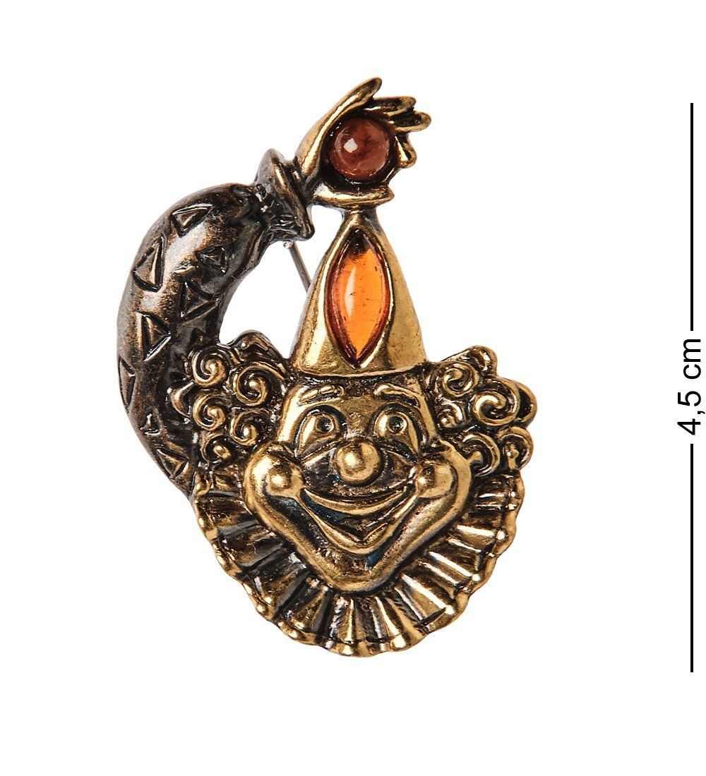 AM-2603 Брошь «Клоун» (латунь, янтарь)