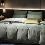 КПБ на резинке Сатин-Жаккард Тессоро MTR003, Евро, 4 наволочки, простынь 140*200*30