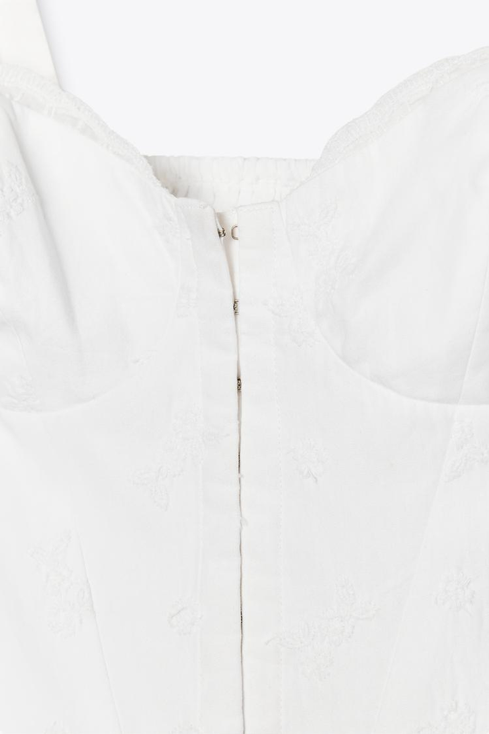 ZARA ТОП В БЕЛЬЕВОМ СТИЛЕ С ВЫШИВКОЙ, БЕЛЫЙ