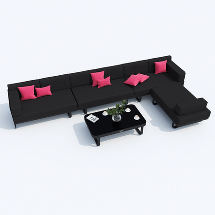 Лаунж зона угловая Ideal Patio ТЕСОРА черная - каркас карбон