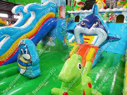 Коммерческий надувной батут "Затерянный остров, три горки" 12*7*7 м