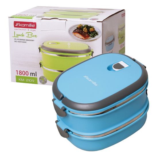 Ланч бокс двойной 1800 мл. Kamille КМ 2109 пластик, нержавеющая сталь