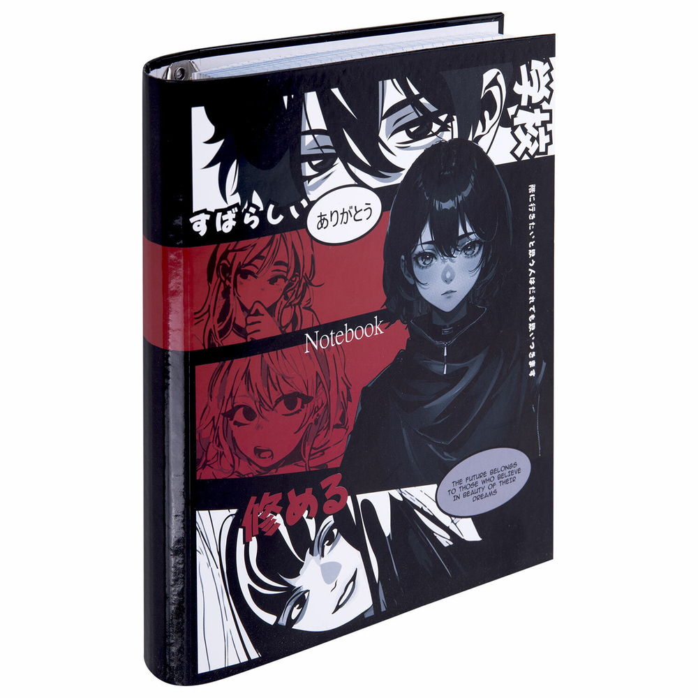Тетрадь на кольцах А5 175х215 мм 120 листов твердый картон клетка BRAUBERG "Anime Manga" (4 штуки в упаковке)