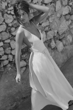 ZARA ПЛАТЬЕ МИДИ ИЗ ПОПЛИНА, БЕЖЕВЫЙ