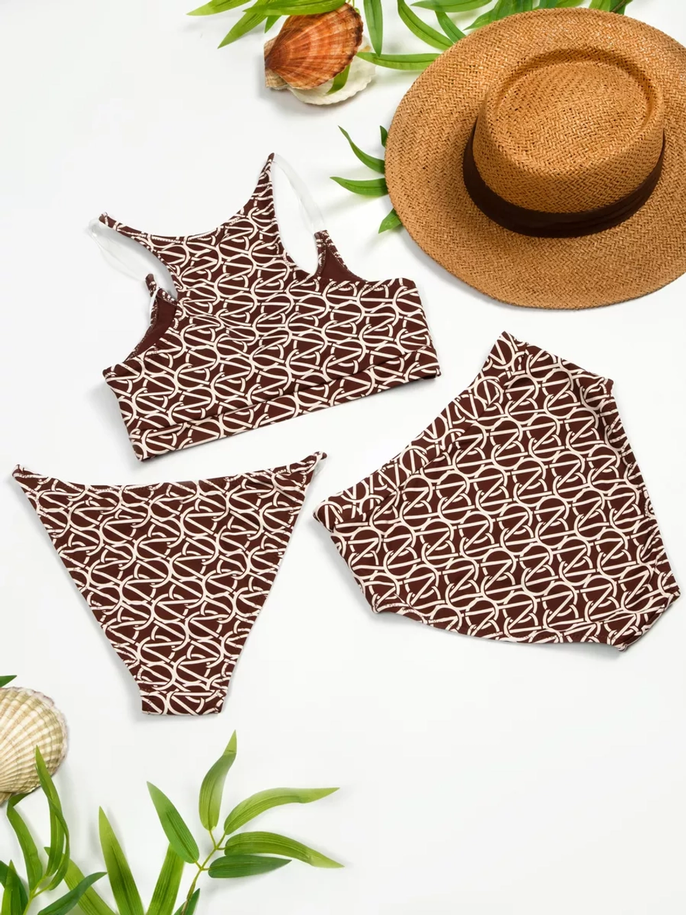 купальник раздельный 3 в 1 с топом и с 2 -мя плавками