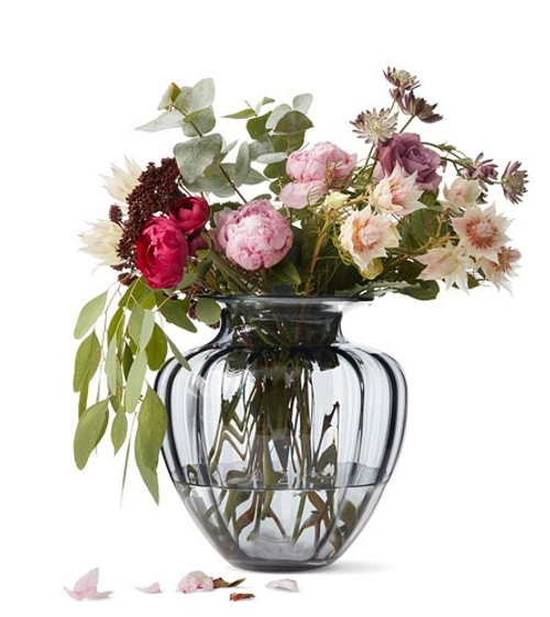 ТОНСЭТТА TONSАTTA Ваза 27 см, серая/прозрачная