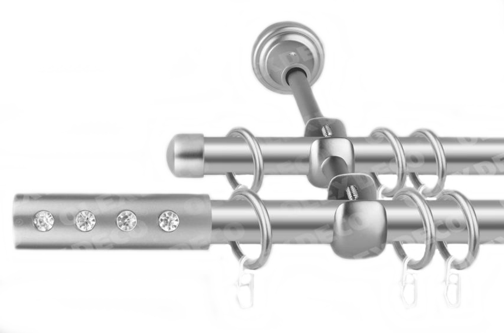 Карниз кованый для штор Аллюр d16/16 мм двухрядный, цвет хром матовый