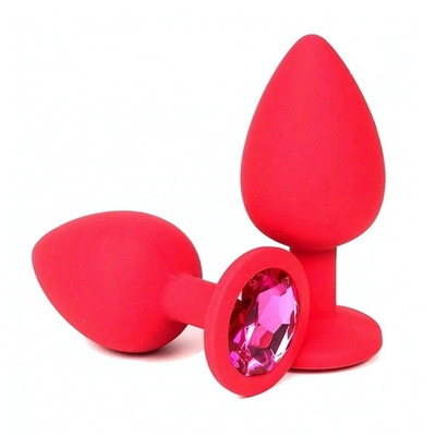 Анальная втулка красная с кристаллом Large розовый 9 см