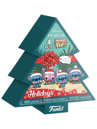 Набор подарочный Funko Pocket POP! Holiday Tree Disney Lilo & Stitch Stitch 4 фигурки 86092 / Брелок Фанко Битти ПОП! по мотивам мультсериала "Лило и Стич"