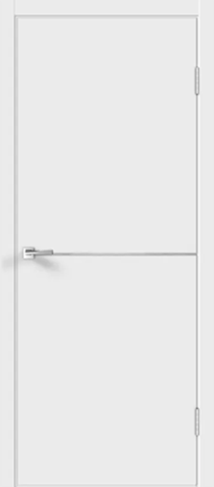 Межкомнатная дверь Velldoris Flat H1 (молдинг алюминий) Эмаль белая