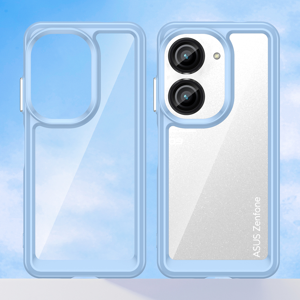 Усиленный защитный чехол с синими рамками для Asus ZenFone 9, увеличенные защитные свойства, мягкий отклик кнопок