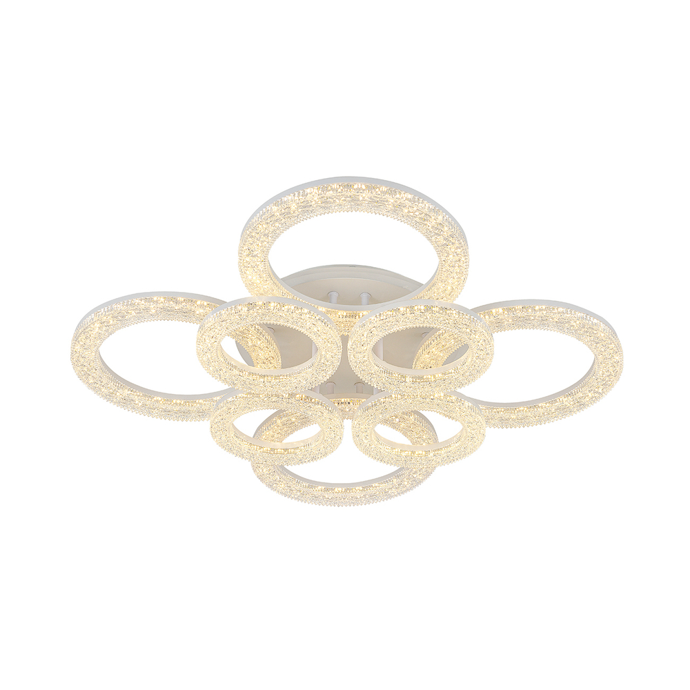 Потолочный светодиодный светильник 110Вт, 7700лм, 3000-6000K, Ra>80, плавная регулировка мощности, изменение цветовой температуры, пульт, металл/акрил, белый/прозрачный