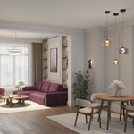 Светильник подвесной FLOA, 12 Вт, 3000К, ?220?1500 мм, металл, стекло, черный, янтарный