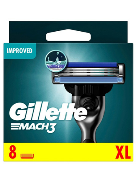 Cменные кассеты Gillette Mach3 XL для мужской бритвы, 8 шт, с 3 лезвиями, прочнее стали