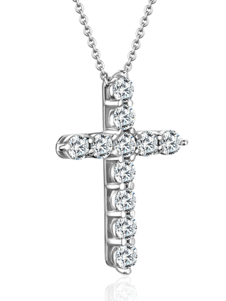 Колье "крест" с природными бриллиантами 2.3 мм общей массой 0.5ct