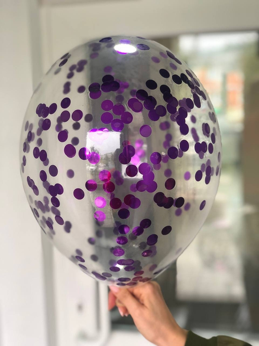 Воздушный шар с наполнением конфетти круглое фиолетовое ПАЛИТРА №4171