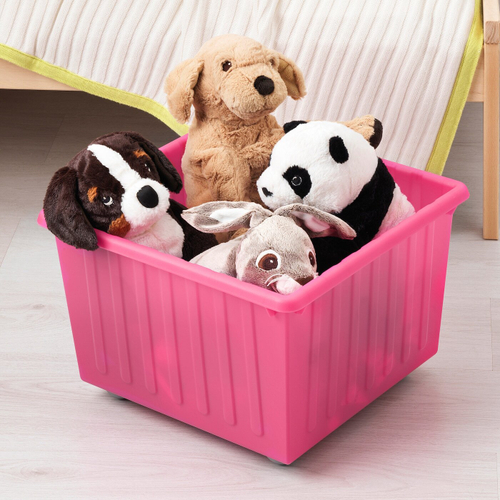 Ящик для хранения на колесиках IKEA VESSLA (ВЕССЛА), Розовый, 39x39 см