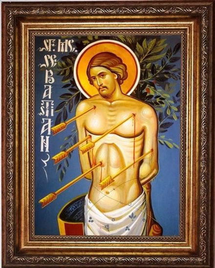 Севастьян Медиоланский Римский мученик. Икона на холсте.