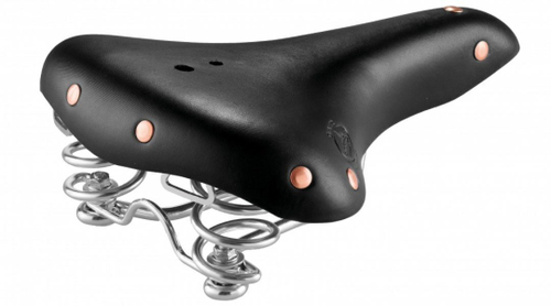Седло РЕТРО комфорт 260х210мм из натуральной 3х слойн. кожи HANDMADE хромирован. черное SMC2 selle MONTE GRAPPA (Италия)