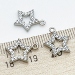 Подвеска Звезда, цвет серебро, фианиты, размер 13*12 мм, цена за 1 шт