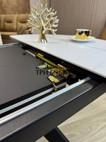 Круглый стол "Бонжур", керамогранит, белый мрамор